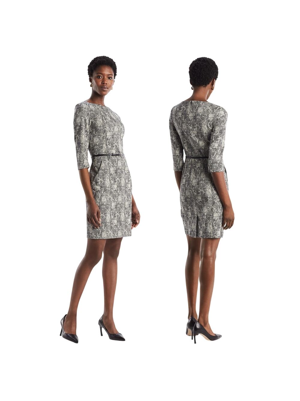 MM.Lafleur Women's Black/White Etsuko 3/4 Sleeve Sheath Dress size 0